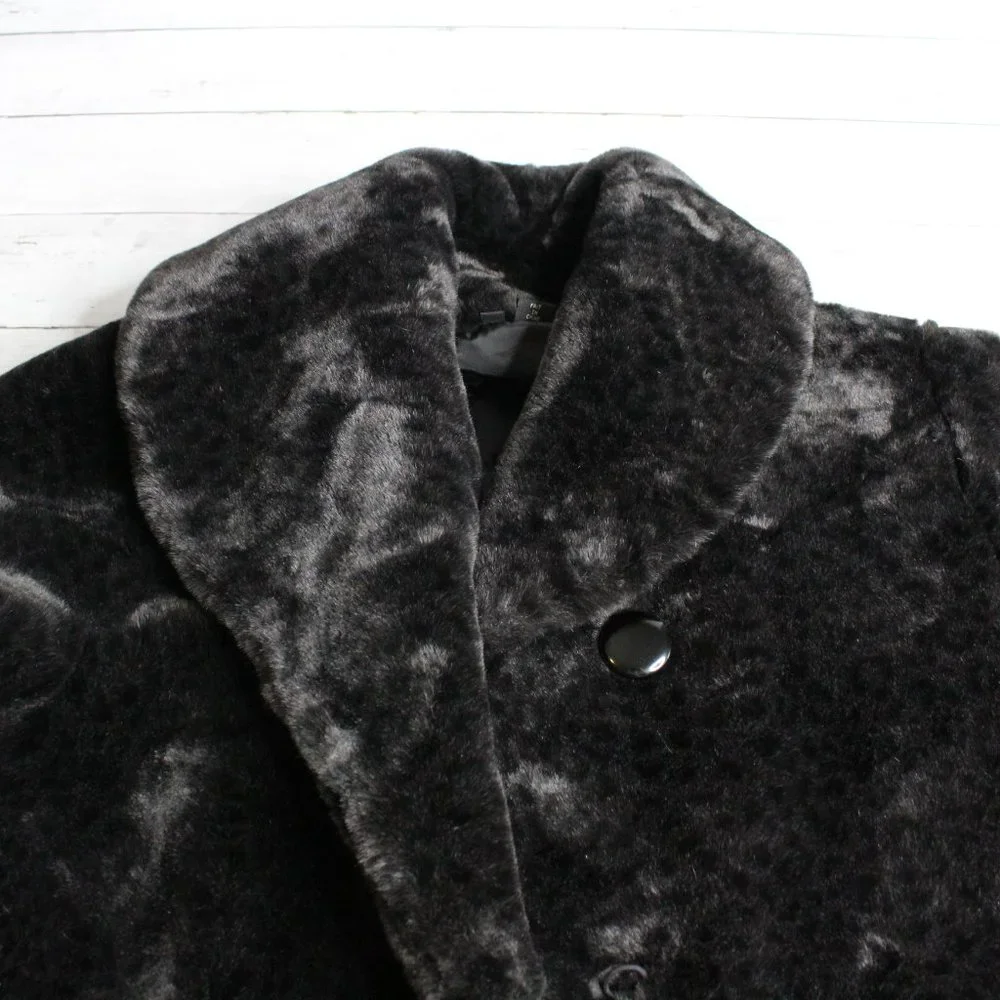 Nuage Women's Faux Fur Coat Size XS Black Plush Winter Jacket - Picture 3 of 11
